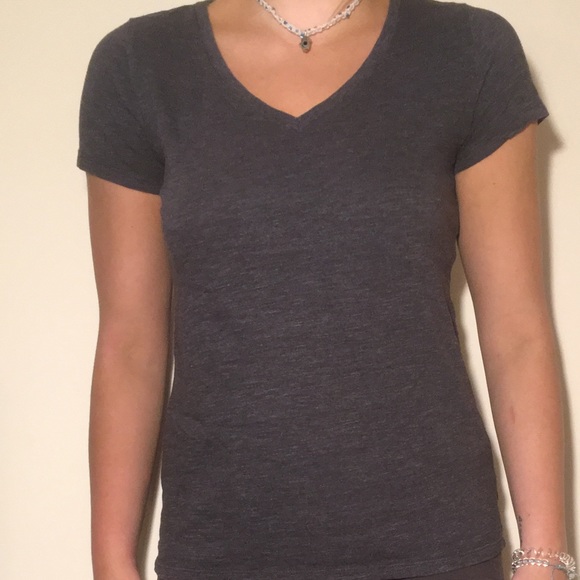 Grey Basic V-Neck T-Shirt - Picture 2 of 5
